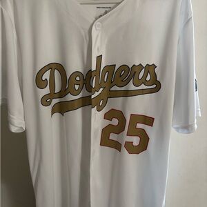 MLB White Dodgers Edman Jersey with Gold and Red Accents